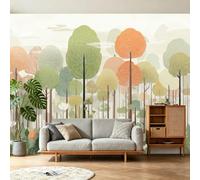 Wallpaper Mural Jungle Botanical Abstract Photo Wallpaper Trees Leaves Wall Mural Non-Woven Premium Art Print Decoration Poster Picture for Living Room Bedroom, 350 x 256 cm