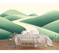 Wallpaper Mural Light Green Painting 400x280cm,Modern and Simple Photo Wallpaper Silk Cloth Wall Art for TV Background Bedroom Office