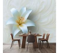 Wallpaper Mural Lily Flowers Lines 400x280 cm Modern 3D Print Photo Wallpaper Non-Woven Wall Mural, for Living Room Bedroom Children's Room Poster Decor
