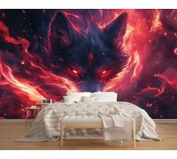 Wallpaper Mural Lone Wolf in War 300x240cm,Wildlife Theme Photo Wallpaper Silk Cloth Wall Art for TV Background Bedroom Office