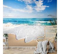 Wallpaper Mural Modern Beach 200x150cm,Seascape Photo Wallpaper Silk Cloth Wall Art for Kids Bedroom Living Room