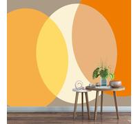 Wallpaper Mural Orange Gradient Geometric 274x203cm,Abstract Simple Photo Wallpaper Silk Cloth Wall Art for TV Background Bedroom Office