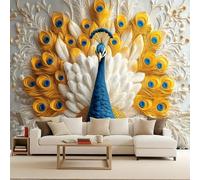 Wallpaper Mural Peacock Non-Woven 250x175cm Wall Murals Animal Photo Wallpaper Baroque Decoration Wall Covering for Home Living Bedroom Children Room Decoration