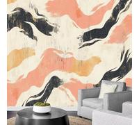 Wallpaper Mural Retro Black and Pink 150x130cm,Modern Abstract Funky Photo Wallpaper Silk Cloth Wall Art for Kids Bedroom Living Room