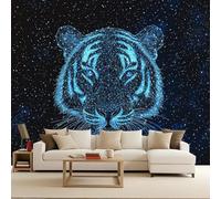 Wallpaper Mural Tiger Non-Woven 250x175cm Wall Murals Universe Galactic Space Tiger Photo Wallpaper Wild Animal Decoration Wall Covering for Home Living Bedroom Children Room Decoration