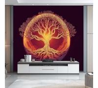 Wallpaper Mural Tree of Life Pattern Panoramic Custom Photo Wallpaper Mural 200 x 140 cm Fantasy Style Decor for Living Room Bedroom and Kids Room Easy to Install, Dark Chestnut