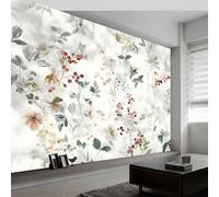 Wallpaper Mural Watercolor Style Art Poster Backdrop for Living Room Bedroom Garden Wall Decor Pastoral Vintage Flowers Leaves Backdrop Aesthetic Mural for Bedroom - 200 x 140 cm