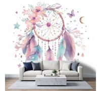 Wallpaper Mural Watercolour Dreamcatcher Photo Wallpaper 500x350cm | Wall Mural Non-Woven Art Print Decoration, Boho Feather Butterfly Poster Picture for Living Room Kids Bedroom TV Backdrop