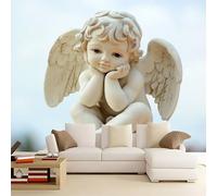 Wallpaper Mural White Little Angel 200x140 cm Modern 3D Print Photo Wallpaper Non-Woven Wall Mural, for Living Room Bedroom Children's Room Poster Decor