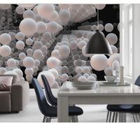 Wallpaper mural white pink levitating spheres wall decpr 144x100 inch black 3D