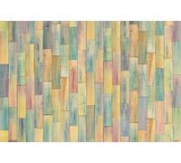 Wallpaper Mural with adhesive 12 x 8 feet yellow purple green non-woven slats