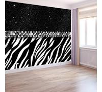 Wallpaper Mural Zebra Stripes Pattern Panoramic Custom Photo Wallpaper Mural 250 x 175 cm Abstract Style Decor for Living Room Bedroom and Kids Room Easy to Install, Black White