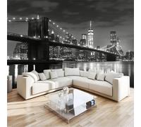 Wallpaper Murals 350x256cmBrooklyn Bridge New York City 3D Non Woven Fabric Wall Mural for Bedroom Living Room Walls Decor, Black TV Background Sofa Wall Sticker (Not self-Adhesive)