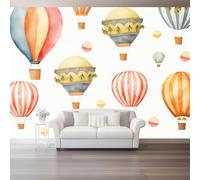 Wallpaper Murals 400 x 280 cm Wall Mural Poster Picture Design Cartoon Cute Hot Air Balloon Theme, Non-Woven Wallpaper for Bedroom Living Room Office Kids Room Nursery Home Decor, Orange White