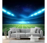 Wallpaper Murals 400 x 280 cm Wall Mural Poster Picture Design Modern Sports Football Field Lights Theme, Non-Woven Wallpaper for Bedroom Living Room Office Kids Room Nursery Home Decor, Blue Green