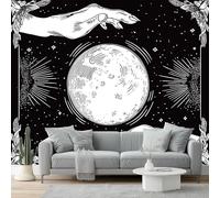 Wallpaper Murals 400 x 280 cm Wall Mural Poster Picture Design Mysterious Wind Hands Lines Moon Theme, Non-Woven Wallpaper for Bedroom Living Room Office Kids Room Nursery Home Decor, Black White