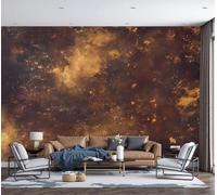 Wallpaper Murals 400 x 280cm Metallic Texture Distressed Industrial Style 3D Silk Wall Mural for Bedroom Living Room Walls Decor, Golden Brown TV Background Sofa Wall Sticker (Not self-Adhesive)