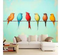Wallpaper Murals Bird on a Wire 500x280 cm Modern Art HD Poster Mural 3D Photo Wallpaper, Living Room Bedroom Home Office Backdrop Wall Decor