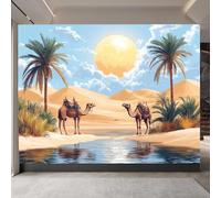 Wallpaper Murals Camel 450x315cm, Desert Decor Removable Wall Decor, Animals and Plants Decoration Mural Photo for Home Living Room, Children Bedroom, Playroom
