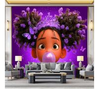 Wallpaper Murals Cartoon Purple Butterfly Girl 500x280 cm Modern Art HD Poster Mural 3D Photo Wallpaper, Living Room Bedroom Home Office Backdrop Wall Decor