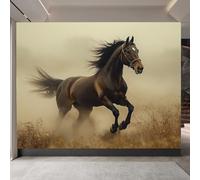 Wallpaper Murals Dark Horses Running 300x210cm, Wildlife Decor Removable Wall Decor, Plants Decoration Mural Photo for Home Living Room, Children Bedroom, Playroom