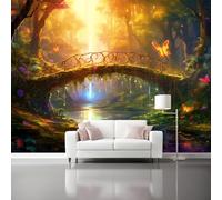 Wallpaper Murals Enchanted Forest Fantasy Bridge - Brown Wall Mural for Living Room Hallway Sofa Backdrop Wall Decor, Non-Woven Wallpaper Poster Picture Decoration 400 x 280 cm (W x H)