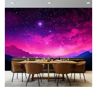 Wallpaper Murals Fantasy Style Starry Sky and Galaxy Pattern, Non-Woven Wallpaper Red Purple Wall Paper Roll for Living Room Bedroom Adults Teenager - Feature Wall Home Decoration 200 x 140 cm(WxH)