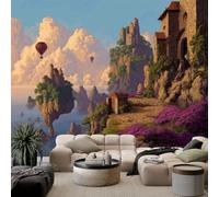 Wallpaper Murals Floating Island Castle 200x140 cm Modern Art HD Poster Mural 3D Photo Wallpaper, Living Room Bedroom Home Office Backdrop Wall Decor