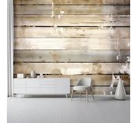 Wallpaper Murals for Wall Decoration 300 x 210 cm (W x H), Antique Rustic Wood Grain Background Theme Premium Non-Woven Art Wallpaper - Khaki Wall Mural for Bedroom Living Room Hallway