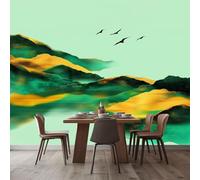 Wallpaper Murals Green Mountains Birds 400x280 cm Modern Art HD Poster Mural 3D Photo Wallpaper, Living Room Bedroom Home Office Backdrop Wall Decor