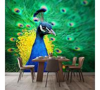 Wallpaper Murals Green Peacock Bird 250x175 cm Modern Art HD Poster Mural 3D Photo Wallpaper, Living Room Bedroom Home Office Backdrop Wall Decor