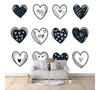 Wallpaper Murals Love Theme Photo Wallpaper Non-Woven 3D Wall Mural Simple Heart Pattern Decoration Poster for Bedroom Living Room TV Backdrop Wall Mural 450 × 315 cm (W x H)