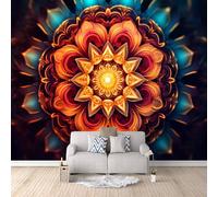 Wallpaper Murals Mandala Photo Wallpaper Non-Woven 3D Wall Mural Dreamy Datura Flowers Decoration Poster for Bedroom Living Room TV Backdrop Wall Mural 450 × 315 cm (W x H)