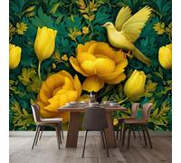 Wallpaper Murals Roses Tulips Birds 500x280 cm Modern Art HD Poster Mural 3D Photo Wallpaper, Living Room Bedroom Home Office Backdrop Wall Decor