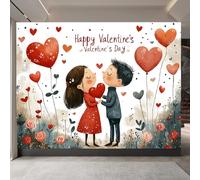 Wallpaper Murals Valentine's Day Theme 300x256cm, Heart Balloons Decor Removable Wall Decor, Hand-Drawn Cartoon Decoration Mural Photo for Home Living Room, Children Bedroom, Playroom