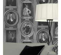 Wallpaper Muriva Luxury Novelty Dog Dogs in Frames Grey Black J59309