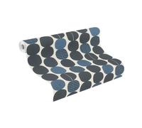 Wallpaper Navy Cream Retro Circles Textured Vinyl Modern Feature Wall