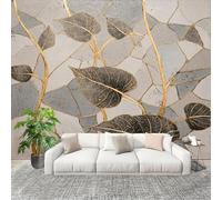 Wallpaper Non-Woven Abstract Geometric Marble Mural Modern Decoration Poster 250x175cm for Living Room Sofa TV Background Wall Wallpaper Golden Lines Removable Waterproof Mural