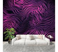 Wallpaper Non-Woven Abstract Zebra Stripes Visual Illusion Mural Modern Decoration Poster 200x140cm for Living Room Sofa TV Background Wall Wallpaper Purple Removable Waterproof Mural