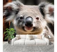 Wallpaper Non-Woven Animals Koalas Close-Up Mural Modern Decoration Poster 200x140cm for Living Room Sofa TV Background Wall Wallpaper Grey Removable Waterproof Mural