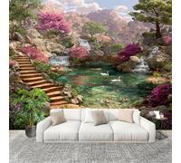 Wallpaper Non-Woven Beautiful Lotus Pond Scenery Mural Modern Decoration Poster 300x210cm for Living Room Sofa TV Background Wall Wallpaper Sense of Atmosphere Removable Waterproof Mural