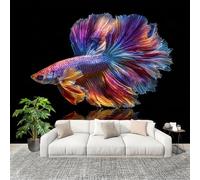 Wallpaper Non-Woven Colorful Fighting Fish Mural Modern Decoration Poster 250x175cm for Living Room Sofa TV Background Wall Wallpaper Colorful Removable Waterproof Mural