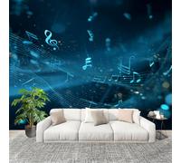 Wallpaper Non-Woven Geometric Music Theme Mural Modern Decoration Poster 350x256cm for Living Room Sofa TV Background Wall Wallpaper Blue Removable Waterproof Mural