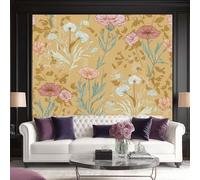 Wallpaper Painted Elegant Floral Lines Photo Mural Murals Wall Art Modern Wallpaper Colorful Non-Woven Murals 200 x 140 cm (W x H) for Living Room Bedroom Restaurant Wall Decoration