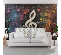 Wallpaper Painted Geometric Music Colorful Wall Mural Non-Woven 250x175cm(W x H) Mural Wallpaper for Living Room Bedroom - Geometric Music Notes Photo Wallpapers & Home Decor
