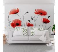 Wallpaper Painted Plants Red Floral Wall Mural Non-Woven 365x254cm(W x H) Mural Wallpaper for Living Room Bedroom - Vintage Red Floral Photo Wallpapers & Home Decor