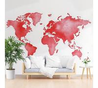 Wallpaper Painted World Map 390x260cm(W x H) Wall Mural Non-Woven 3D Mural Wallpaper Stickers Minimalist Map Removable Wall Paper Modern for Living Room Bedroom Kitchen Hallway