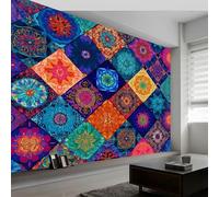 Wallpaper Paisley Style Murals 400W x 280H cm Photo Poster, Vintage Patchwork Tiles Flowers Wall Mural Photo Wallpaper - Wall Art for Living Room Bedroom Children's Room Corridor