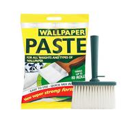 Wallpaper Paste 10 Roll & Wallpaper Paste Brush - 12 Pints Wall Repair Paste, Ready Mix Wallpaper Adhesive 200g for All Types Wall Paper - Easy Application Decorating Tools Set for Home & DIY Projects