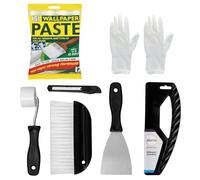 Wallpaper Paste Kit - Includes 10 Roll Adhesive Paste and Wallpaper Kit Containing Smoother, Roller, Hanging Brush, Scraper, Trimmer and Gloves